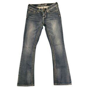Vintage Y2k Seven7 Slim Boot Women's 4/28 Jeans Dark Wash Embellished Pockets